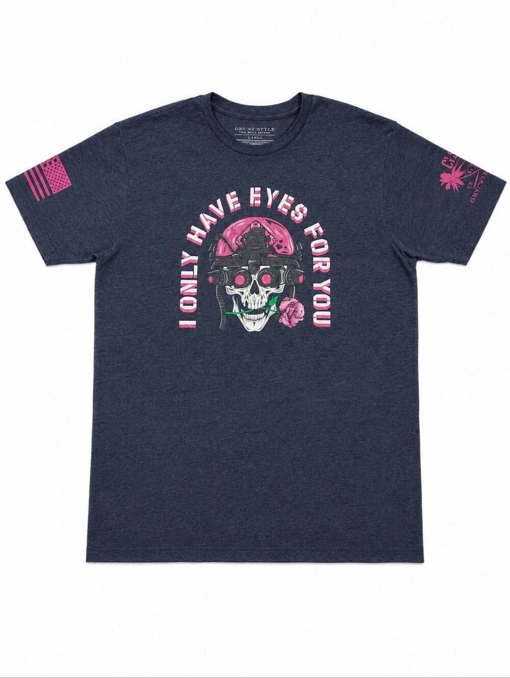 Grunt Style Only Have Eyes For You Skull Graphic T Shirt XL Pink Navy USA